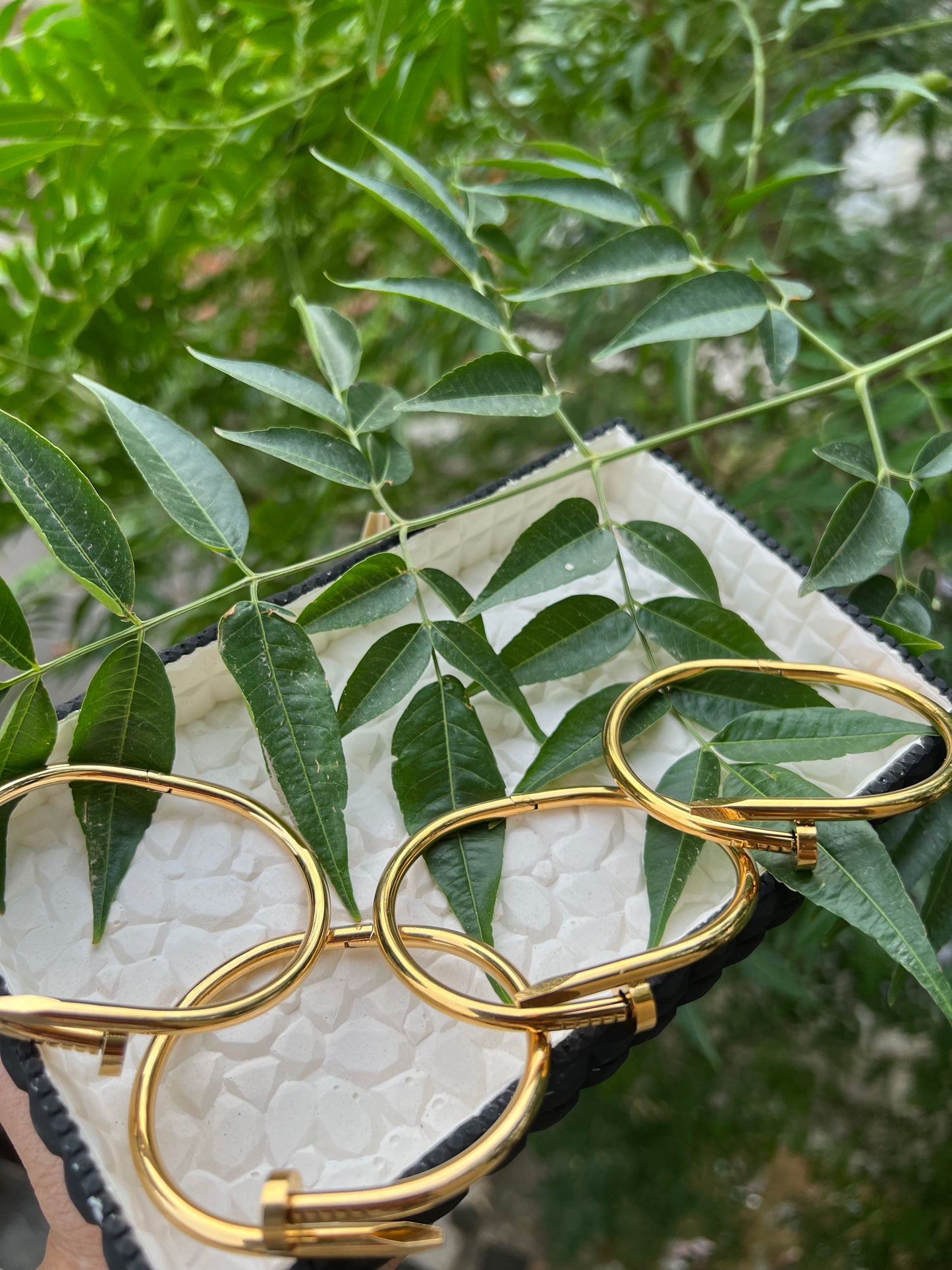 Bold Luxe Nail Bangles – Signature Gold Finish - jewel dots