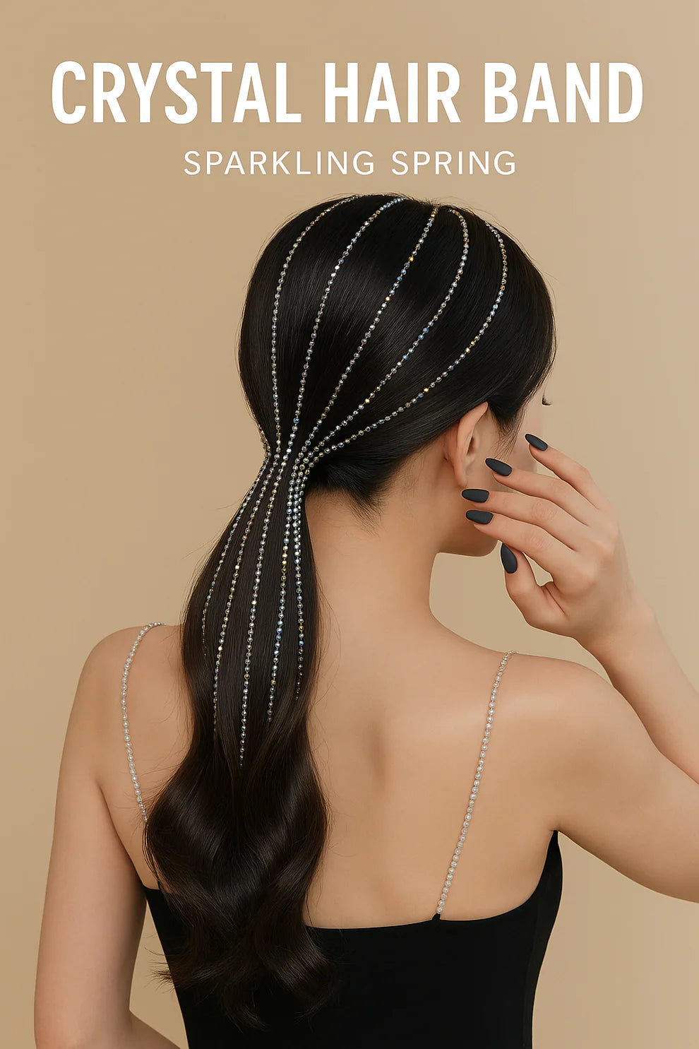 Sparkly Crystal Beaded Hair Strands – Clip-In Rhinestone Hair Accessory for Girls & Women - jewel dots