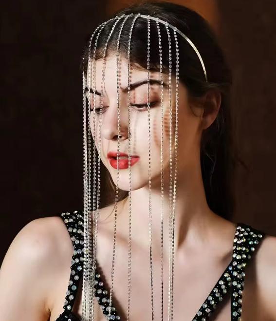 Sparkly Crystal Beaded Hair Strands – Clip-In Rhinestone Hair Accessory for Girls & Women - jewel dots