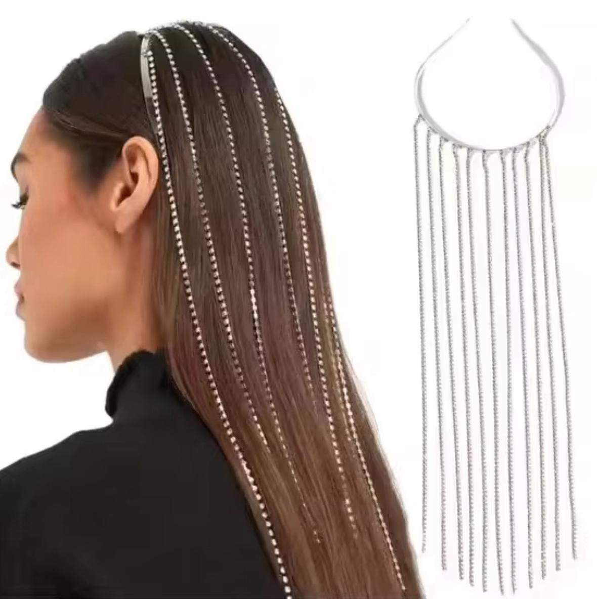 Sparkly Crystal Beaded Hair Strands – Clip-In Rhinestone Hair Accessory for Girls & Women - jewel dots