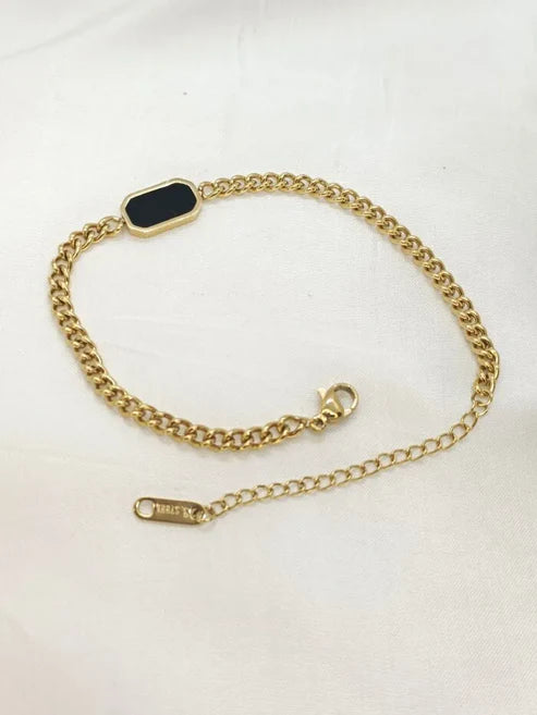 Premium Finish Stainless Steel Chain Bracelet (Black) - jewel dots